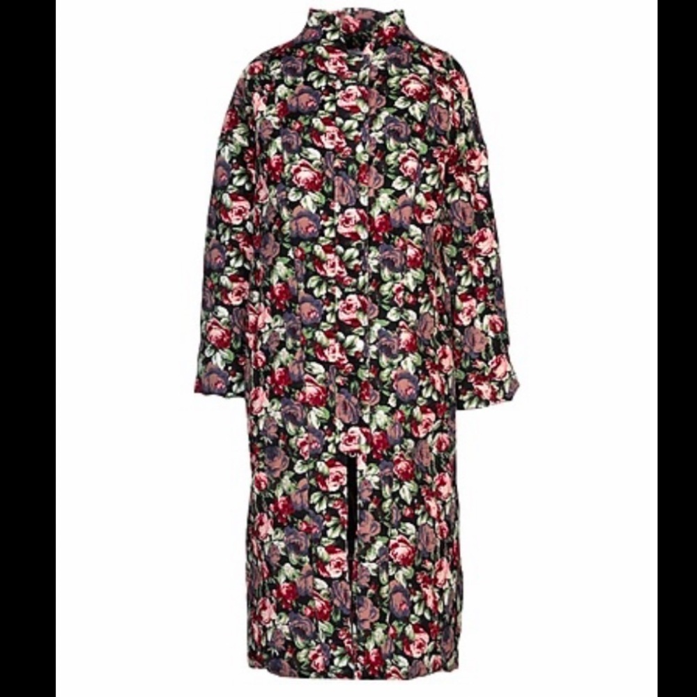 WEILI ZHENG Runway Velvet Floral Button Front Maxi Dress Duster Coat Large - Picture 11 of 13